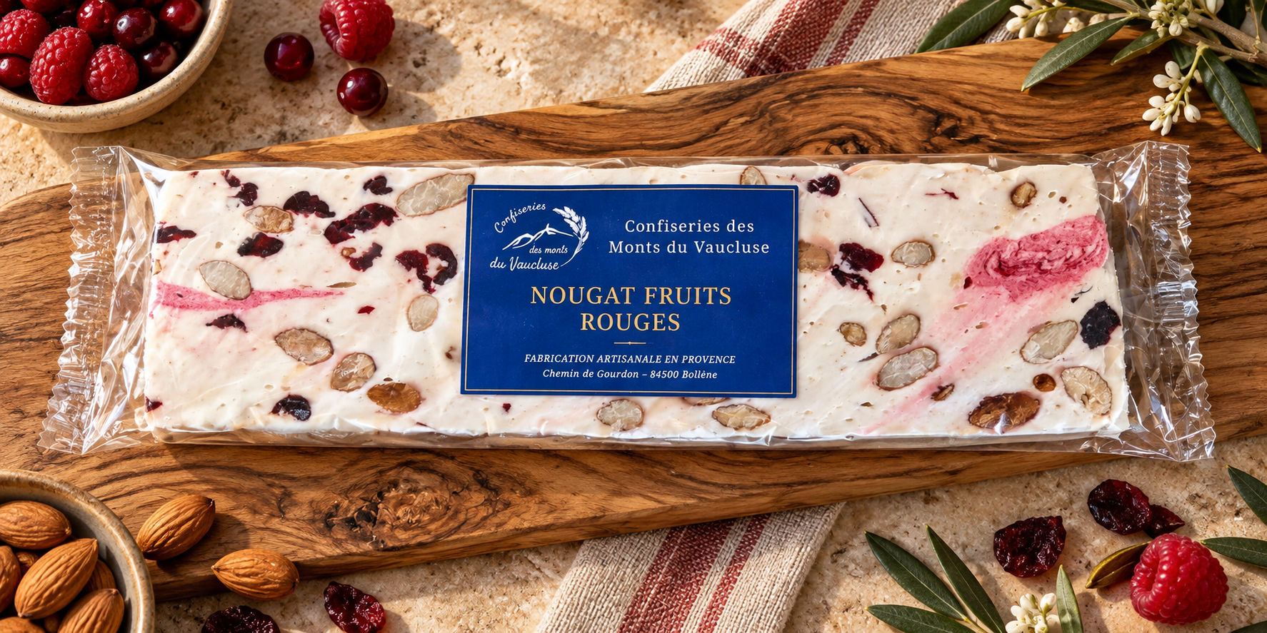 Nougat fruits rouges artisanal - Confiseries des Monts du Vaucluse